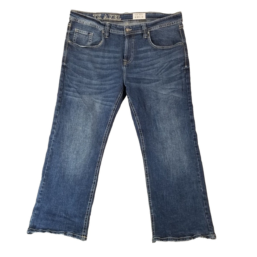 TK Axel jeans men's 40 x 30 Slim bootcut blue Flex stretch denim pants western